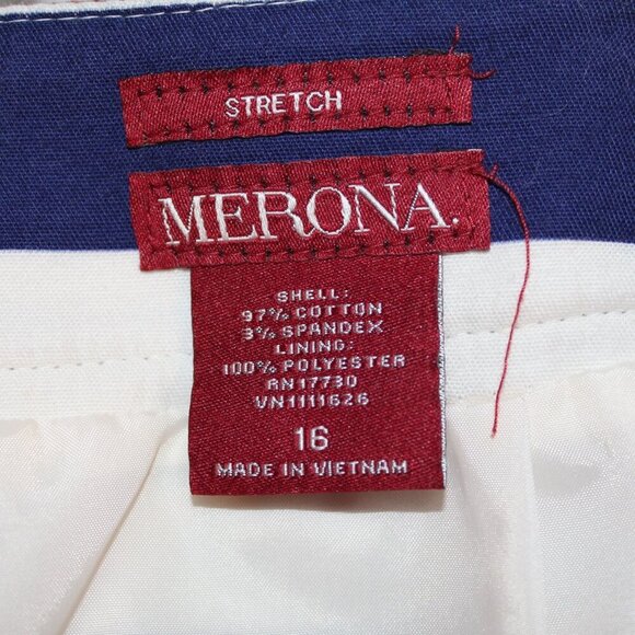 Merona multicolor horizontal striped skirt knee length zip closure w/ pockets 16 - Picture 7 of 7